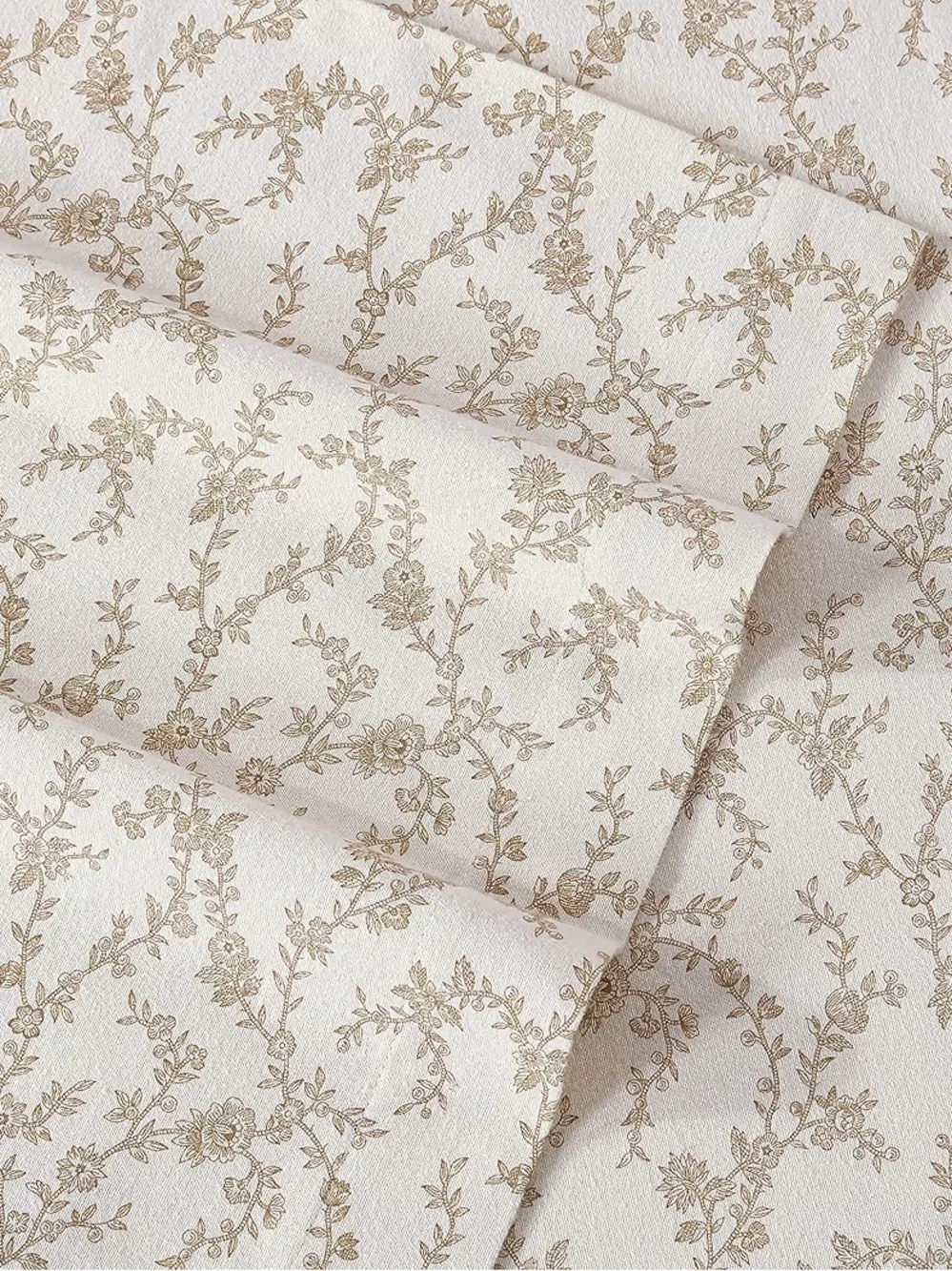 NWT Laura Ashley Victoria Beige Queen Flannel Sheet Set Soft Cotton Bedding